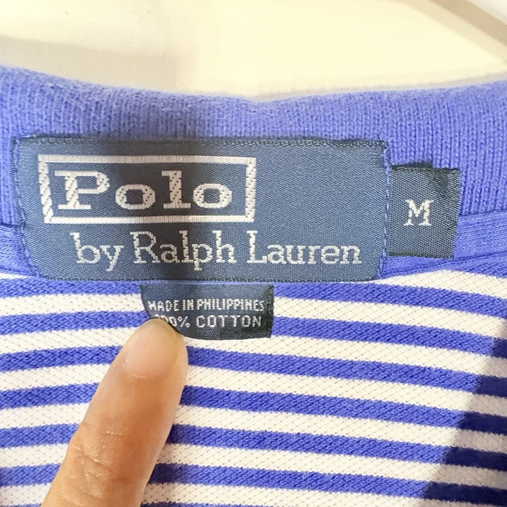 Polo Ralph Lauren Mens Classic Fit Striped Polo Shirt Royal Blue White Medium